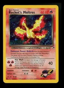 #3 Rocket's Moltres 12/132 Gym Heroes 2000 Holo Rare WOTC Pokemon Card - Image 1