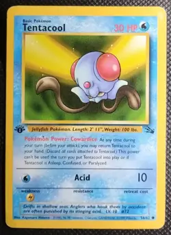 Tentacool 1st Edition Fossil 56/62 HP Pokemon Card - Image 1