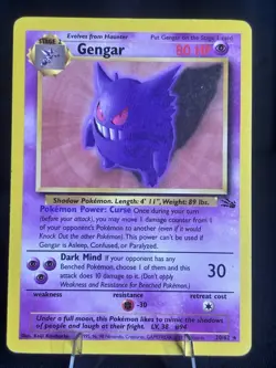 Pokemon Gengar TCG Card 20/62 Fossil Rare Non-Holo Unlimited Mp - Image 1