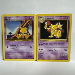 Pokemon TCG Abra and Kadabra Base Set 2 Card 65/130 and 46/130 - Image 1