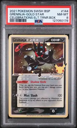 2021 POKEMON SWSH BLACK STAR PROMO #144 GRENINJA-GOLD STAR PSA 8 - Image 1