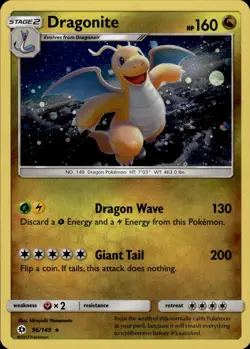 DRAGONITE 96/149 COSMO HOLO Rare SM Base Set NM Pokemon - Image 1