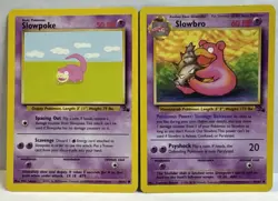 Pokemon TCG: Slowpoke 55/62 Slowbro 43/62 WOTC-Vintage-Fossil-LP - Image 1