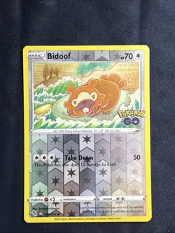 2022 Pokemon Bidoof 059/078 Pokemon Go Reverse Holo Peelable DITTO - Image 1