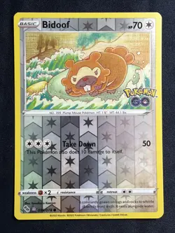 2022 Pokemon Bidoof 059/078 Pokemon Go Reverse Holo Peelable DITTO - Image 2