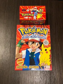 1999 topps merlin pokemon stickers box + album - Image 1