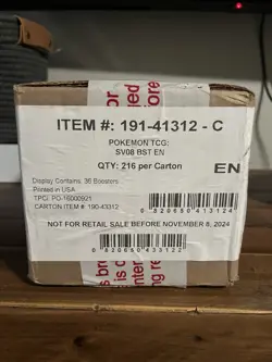 Pokemon TCG SV08 Surging Sparks Booster Box Sealed Case (6x Booster Boxes) - Image 1