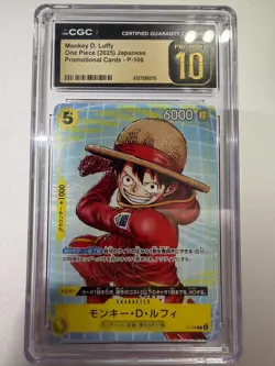 One Piece CGC 10 PRISTINE 2025 Monkey D. Luffy P-106 P - Image 1