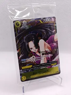 One Piece Boa Hancock OP-15 Pre Release Event Winner P-115 Stamp FR Sealed - Image 1