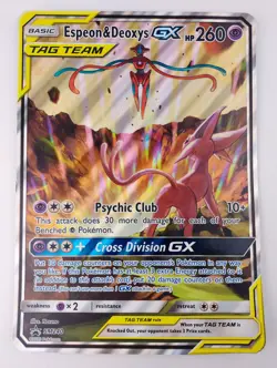 Pokemon Espeon & Deoxys GX SM240 Black Star Promo Card Oversized Jumbo - Image 1