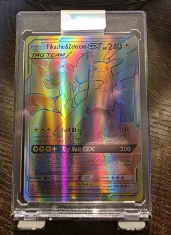 Pokemon Pikachu & Zekrom GX 184/181 Rainbow Hyper Secret Rare Sun & Moon Team Up - Image 1