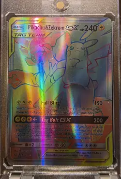 Pokemon Pikachu & Zekrom GX 184/181 Rainbow Hyper Secret Rare Sun & Moon Team Up - Image 3