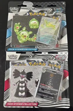 Pokemon Black Bolt and White Flare 3 Pack Tech Sticker Collection Set of 2! New! - Image 1