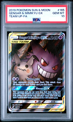 2019 Pokemon S/M TU #165 GENGAR & MIMIKYU GX TEAM UP Alternate Full Art [PSA 10] - Image 1