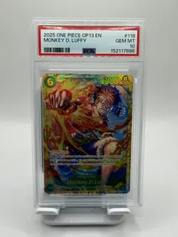 2025 One Piece OP13 EN Monkey D. Luffy PSA 10 - Image 1