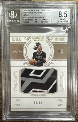 2024 National Treasures ‘10 Rookie Patches Gold #153 Stephon Castle /10 BGS 8.5 - Image 1