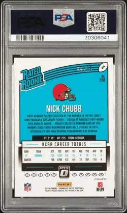 2018 Panini Donruss Optic Red /99 Nick Chubb #158 Rookie RC Browns UGA PSA 9 - Image 2