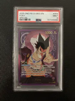 One Piece Card Foxy OP07-059 SPR Leader EB02 25th Collection English PSA9 - Image 1