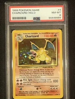 1999 Pokemon TCG Charizard Holo Rare Card Base Set 4/102, PSA 8 NM-MT - Image 2