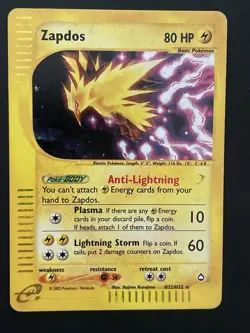 Zapdos H32/H32 - Aquapolis Holo Rare Pokemon Card - 2002 e-Reader - Authentic - Image 1