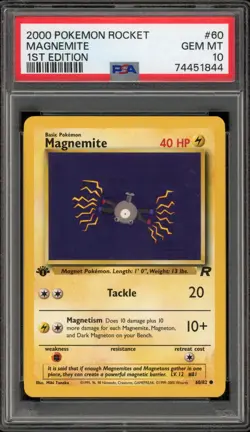Pokemon Magnemite Team Rocket 1st Edition #60 PSA 10 Gem Mint - Image 1