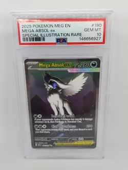 2025 Pokemon Mega Evolutions Mega Absol EX SIR #180 PSA 10 GEM MINT - Image 1