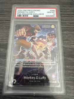 One Piece CCG Monkey.D.Luffy PSA Magazine Exclusive Promo OP05-060 PSA 10 - Image 1