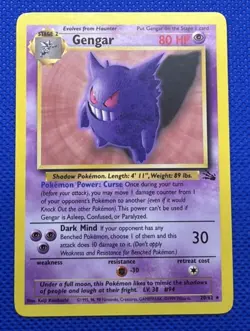 Pokemon TCG Fossil Gengar 20/62 Non-Holo Rare Trading Card - Image 1