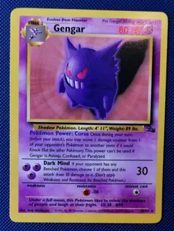 Pokemon TCG Gengar 20/62 Fossil Non-Holo Card Unlimited Rare - Image 1