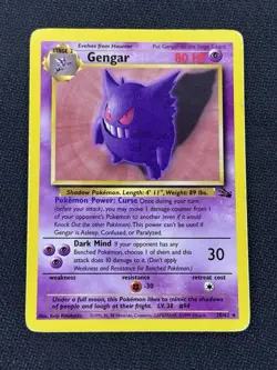 Pokemon TCG Gengar 20/62 Fossil Non Holo Rare Card Played Condition - Image 1