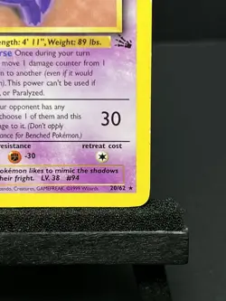 Pokemon Gengar TCG Fossil Card 20/62 Regular Non-Holo, Unlimited Rare - Image 5