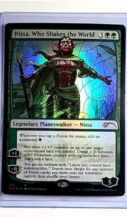 MTG Magic the Gathering Secret Lair Stained Glass Foil Nissa Who Shakes World - Image 1