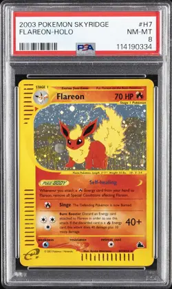 2003 POKEMON SKYRIDGE #H7 FLAREON-HOLO PSA 8 - Image 1
