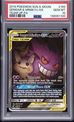 2019 Pokemon Sun & Moon Team Up Gengar & Mimikyu #165 Full Alt Art PSA 10 - Image 1