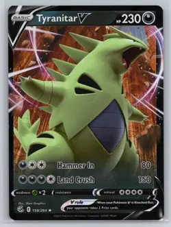 Pokemon SWSH08: Fusion Strike Tyranitar V Holo Ultra Rare #158/264 - Image 1
