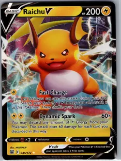 Raichu V 045/172 SWSH09: Brilliant Stars - Pokemon Card - NM - Image 1