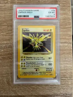 1999 Pokemon Zapdos Holo Base Set Unlimited 16/102 PSA 6 EX-MT - Image 1