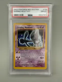Shining Mewtwo Neo Destiny Unlimited Holo Card 109/105 PSA 8 - Image 1