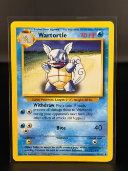 WARTORTLE 42/102 Base Set Unlimited WOTC Original 1999 - Pokemon - 09 - NM/M - Image 1