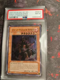 Yu-Gi-Oh Great Shogun Shien Ultimate Rare STON-EN013 1st Edition Graded PSA 8 - Image 1