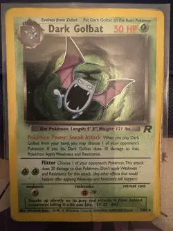 Pokemon TCG Dark Golbat Team Rocket 7 Holo Unlimited Holo Rare HP - Image 1