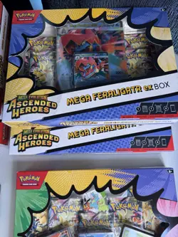 Pokemon: Ascended Heroes EX Boxes (Set of 6) Larry’s/Erika’s, 1 Pin, & 2 Tins - Image 4