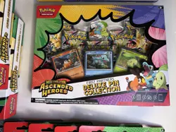 Pokemon: Ascended Heroes EX Boxes (Set of 6) Larry’s/Erika’s, 1 Pin, & 2 Tins - Image 5