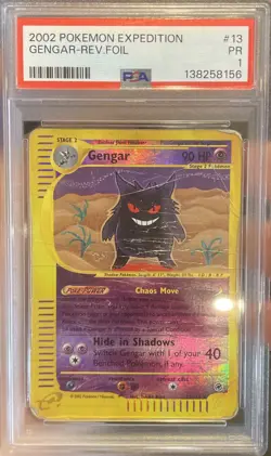 2002 POKEMON EXPEDITION #13 GENGAR-REVERSE FOIL PSA 1 - Image 1
