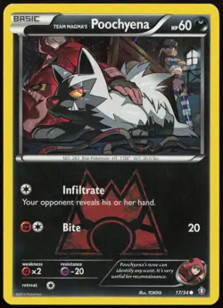 Team Magma's Poochyena 17/34 NM Double Crisis Common Pokemon - Image 1