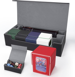 Unique 6-In-1 MTG Deck Box with Premium Playmat, Holds 2400+ Trading Cards - La - Image 1
