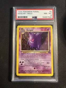 Pokemon TCG Gengar Fossil Holo Rare 5/62 1999 English PSA 8 WOTC - Image 1