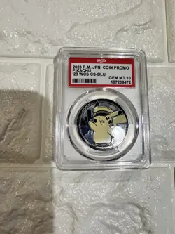 2023 POKEMON JAPANESE COIN PROMO PIKACHU 2023 WORLD CHAMPIONSHIPS COIN SET-BLUE - Image 2