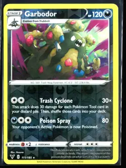 2020 Sword & Shield - Vivid Voltage Garbodor #111 Reverse Holo Rare Pokemon Card - Image 1
