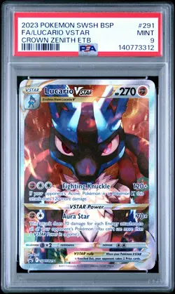 2023 POKEMON SWSH BLACK STAR PROMO #291 FULL ART/LUCARIO VSTAR PSA 9 - Image 1